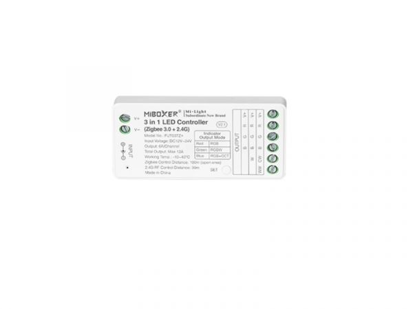 3in1 LED-Controller Zigbee 3.0 + 2,4G RGB-RGBW-RGB+CCT 12–24V DC 12A