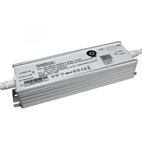 LED Trafo | Netzteil 12V/DC 18A 216W mit PFC wasserfest (MCHQ240V12-GA) IP65