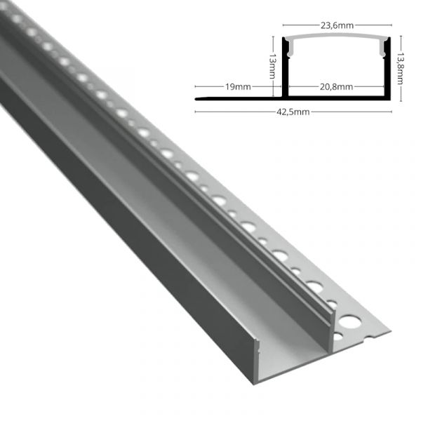 LED Fliesenprofil "EINPUTZ-20L" Rigips Fliese Schiene Leiste für Stripes 1m | 2m
