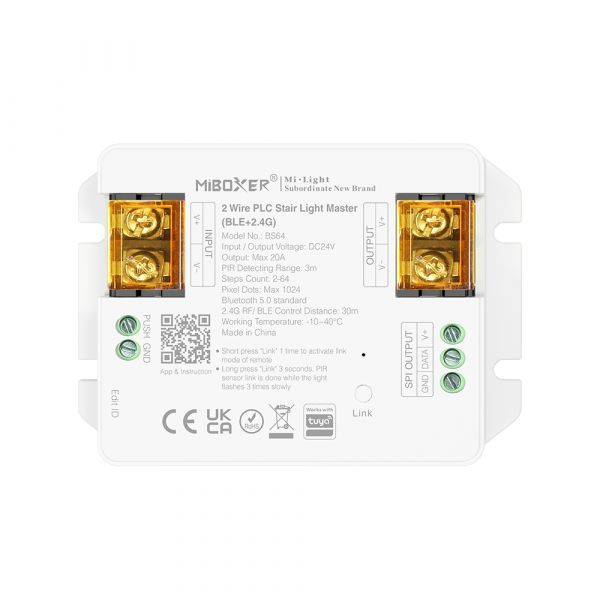 Treppenlicht-Controller 2-Draht PLC mit BLE+2.4G Steuerung bis 64 Stufen CCT SPI