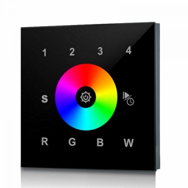4 Kanal RGBW LED Sender / 4 Zonen Funk Wandcontroller Touch (SR-2820DC) schwarz