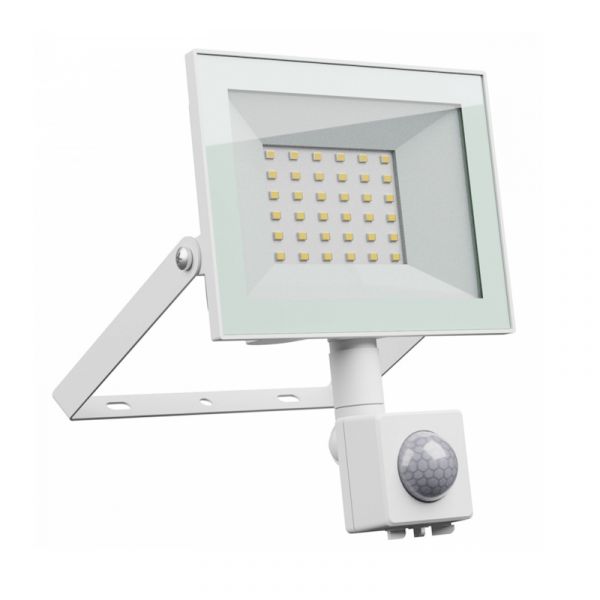 LED Fluter / Scheinwerfer 30W 2650Lm mit Bewegungsmelder in weiß IP44