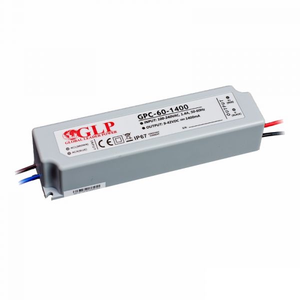 LED Netzteil/Trafo 1400mA Konstantstrom 9-42V DC 58,8W (GPC-60-1400) IP67
