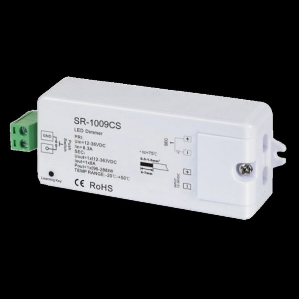 1 Kanal Empfänger (SR-1009CS) für LED Dimmer / Taster 12 36V / 8A (96-288W)