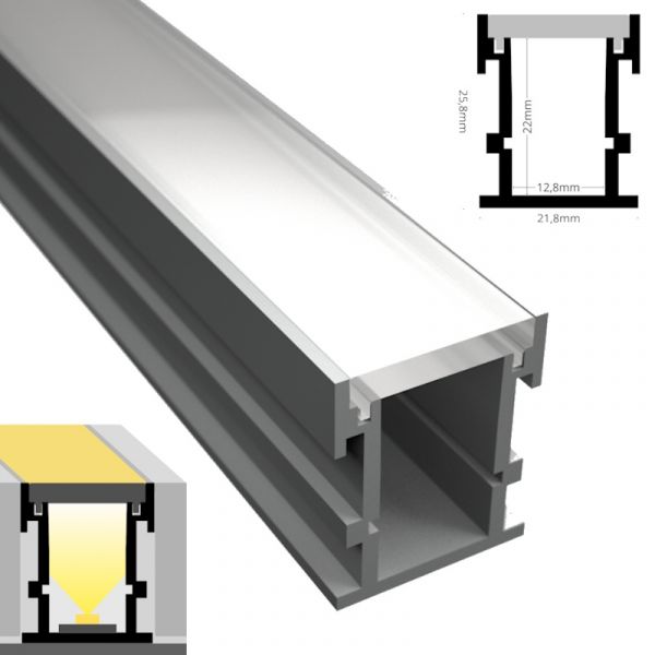 Einbau Boden Profil FLOOR-12-H trittfeste Leiste für Led Streifen + Abdeckung