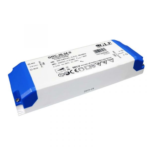 Slim Line LED Trafo / Netzteil dimmbar 24V DC 50W 2,08A (GTPC-50-24-D) MM