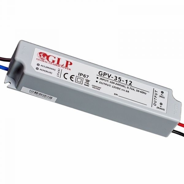 LED Trafo SMD Netzteil 36W 3A 12V wasserfest GLP (GPV-35-12) IP67