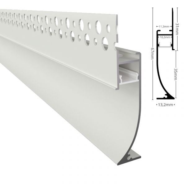 ALU Profil Trockenbau Einbau Leiste Rigips EINPUTZ-FLOOR weiß für Led Streifen