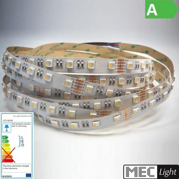1m RGBW Streifen / Stripe 60x 4 Chip SMDs/m RGB-WW 2800-3200K 24V IP20