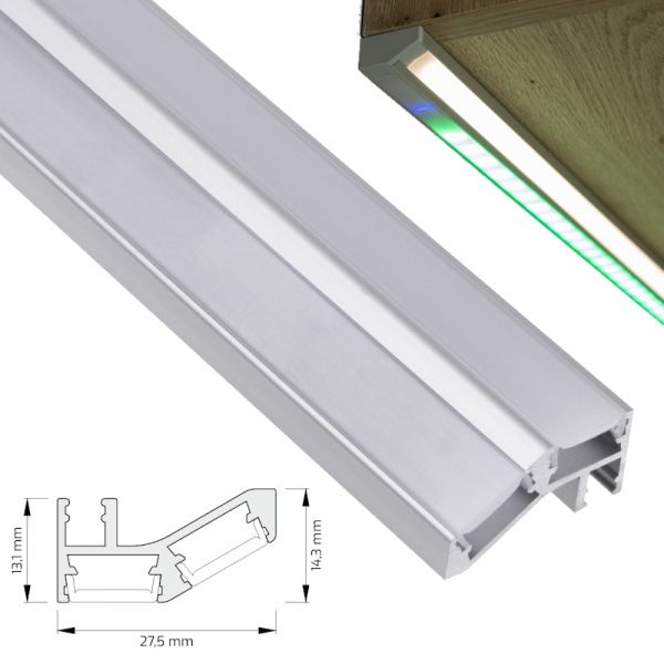 ALU LED Profil DOUBLE-LINE Unterbauprofil Unterschrank Leiste für Streifen 1m 2m