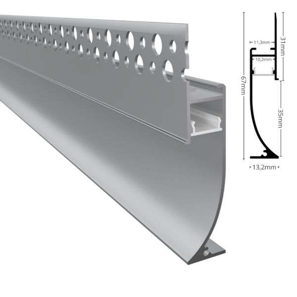 ALU Profil Trockenbau Einbau Leiste Rigips EINPUTZ-FLOOR silber für Led Streifen