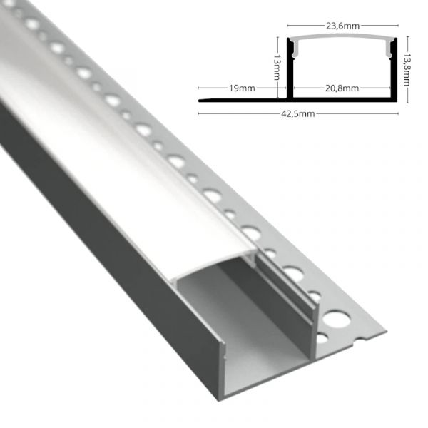 LED Fliesenprofil "EINPUTZ-20L" Rigips Fliese Schiene Leiste für Stripes 1m | 2m
