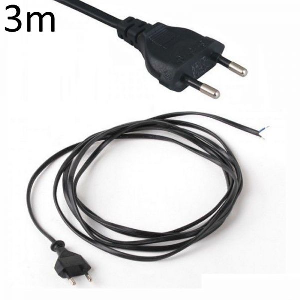(1,16€/m) 3m Kabel / Leitung mit Strom Stecker für Euro Steckdosen schwarz
