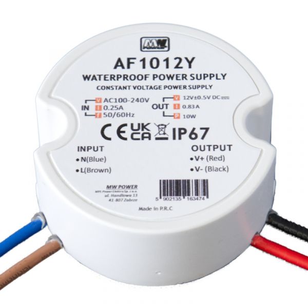 LED Trafo | Netzteil 12V/DC 10W 0,83A Unterputzdose rund wasserfest AF1012Y IP67