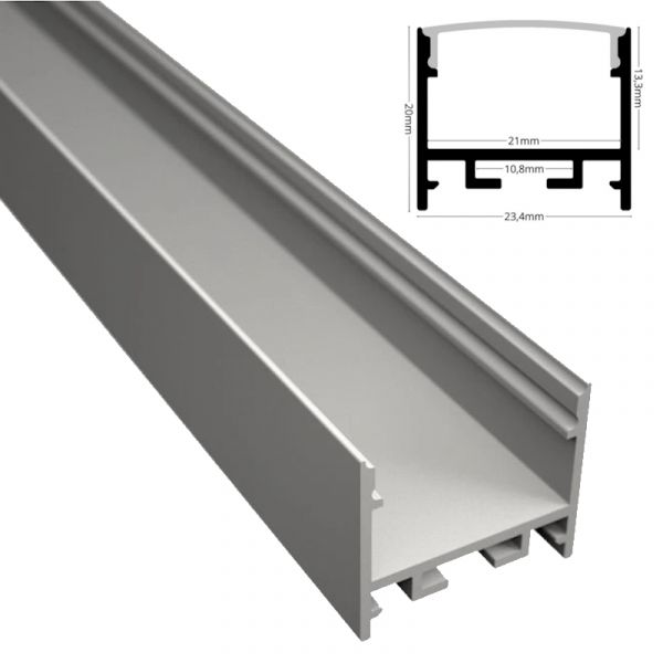 ALU Profil | Leiste | Schiene "AUFBAU-20" in weiß für Led Streifen + Abdeckung