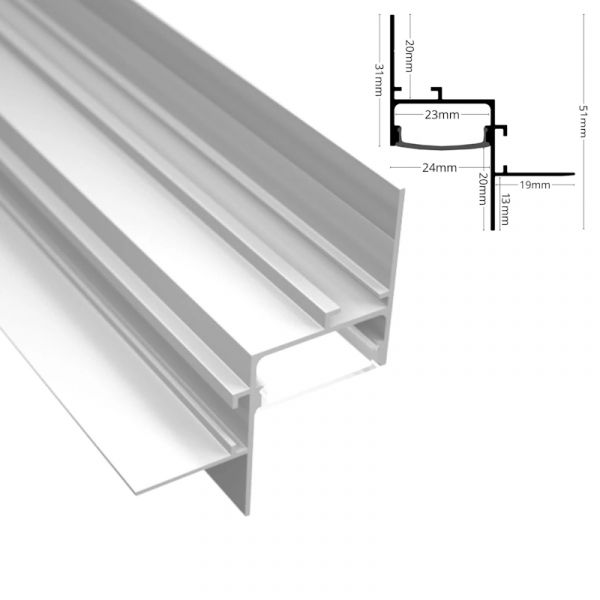 ALU Profil Leiste SCHATTENFUGE in weiß Schiene Rigips für Led Streifen 1m/2m