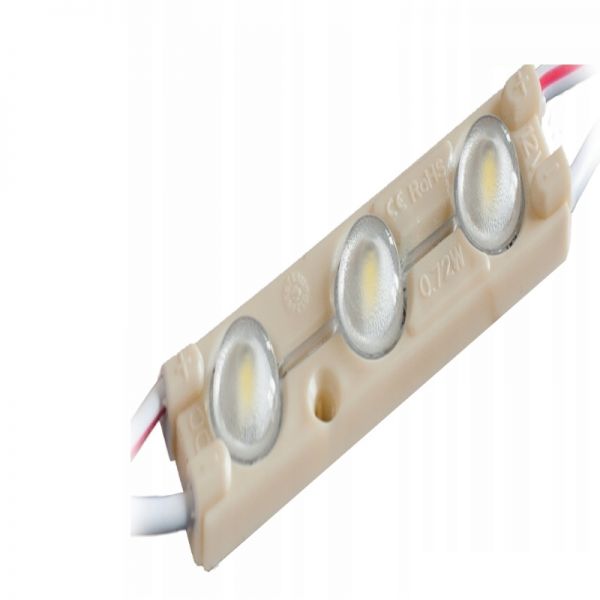 LED Modul 3x SMD2835 12V/DC 0,72W 60Lm weiß (6000-8000K) IP67 mit Linse