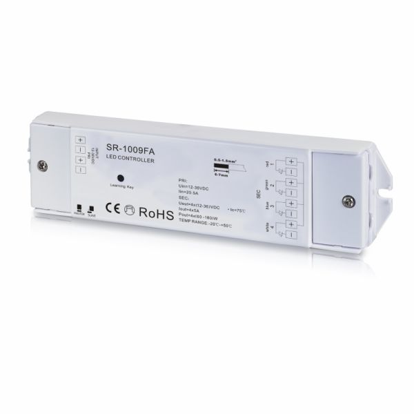 Funk RGBW LED Empfänger 12V-36V 4x 5A (SR-1009FA) für 4 Kanal RF RGB-W Sender