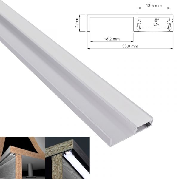 ALU Profil Leiste SOCKELFUGE-13 in silber Küchenschrank für LED Streifen 1m | 2m