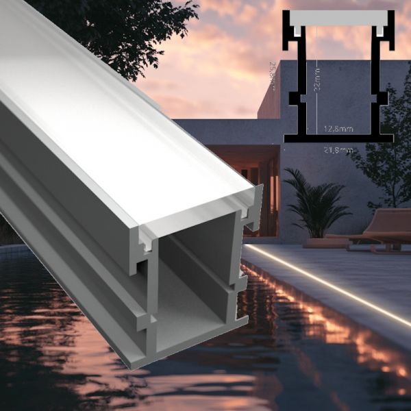 Einbau Boden Profil FLOOR-12-H trittfeste Leiste für Led Streifen + Abdeckung | Einbau ALU-Profile