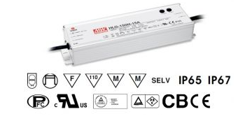 LED Trafo Netzteil 151W 6,3A 24V/DC wasserfest MEAN WELL (HLG-150H-24A) IP65