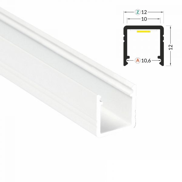 ALU Profil | Leiste | Schiene SMART-10 in weiß für Led Streifen + Abdeckung
