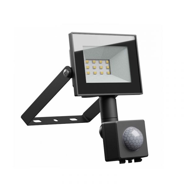 LED Fluter / Scheinwerfer Strahler 10W 750Lm mit Bewegungsmelder schwarz IP44