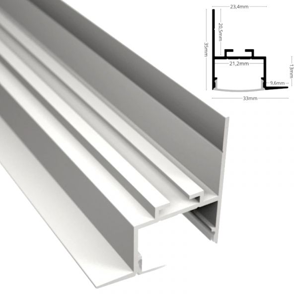 ALU Profil Leiste SCHATTENFUGE-20 in weiß Schiene Rigips für Led Streifen 1m 2m