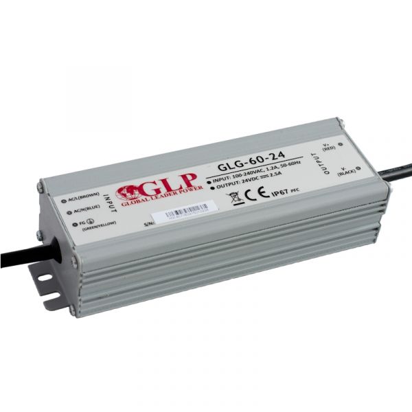 LED Trafo Netzteil mit PFC 24V 60W 2,5A wasserfest GLP (GLG-60-24) IP67