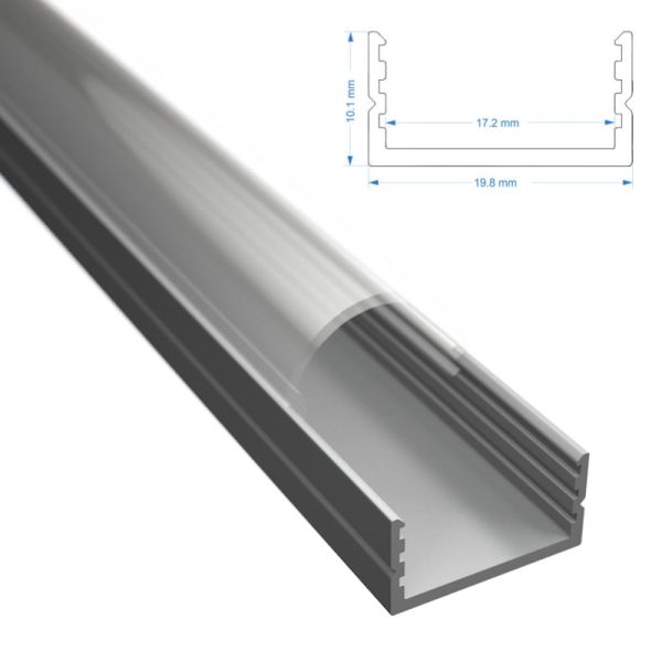 ALU Profil | Leiste Schiene AUFBAU-17 weiß für Led Streifen + runder Abdeckung