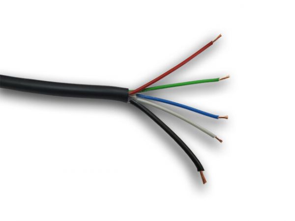 (3,39€/m) 5-100m RGBW Kabel 5-adrig für LED, schwarze Ummantelung