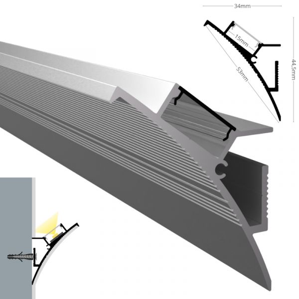 ALU Profil Wand Leiste Schiene WALLE-15 für Led Streifen indirekt 1m 2m Einputz
