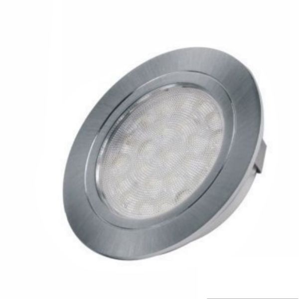 LED EINBAU Möbel/Unterbauleuchte OVAL Silber gebürstet, kalt weiß (6000K) 12V/2W