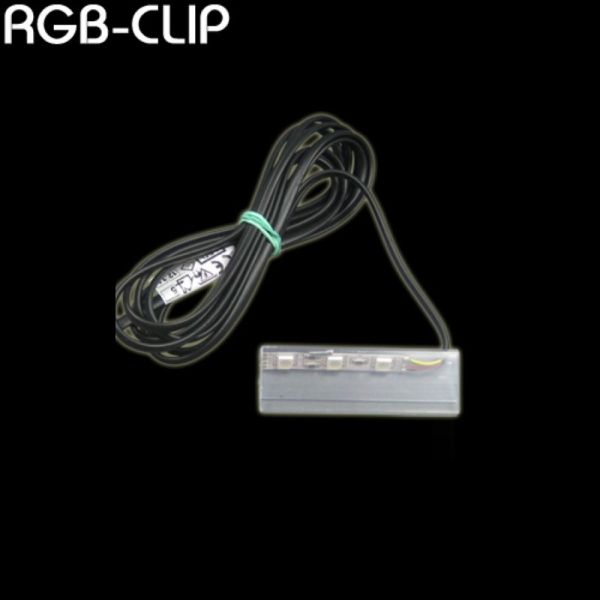 RGB LED Glaskantenbeleuchtung PVC-Clip 0,75W + 2m Kabel mit Anschlussstecker 12V