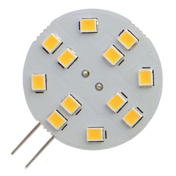 G4 LED Stiftsockel 12x2835SMD 10-15V 190Lm 2W(=20W) (Scheibe) warm weiß