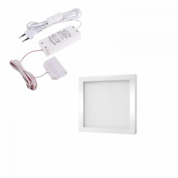 LED AUFBAU Möbel/Unterbauleuchte FOTON G:weiß Set 1-6 Leuchten, Schalter-Trafo