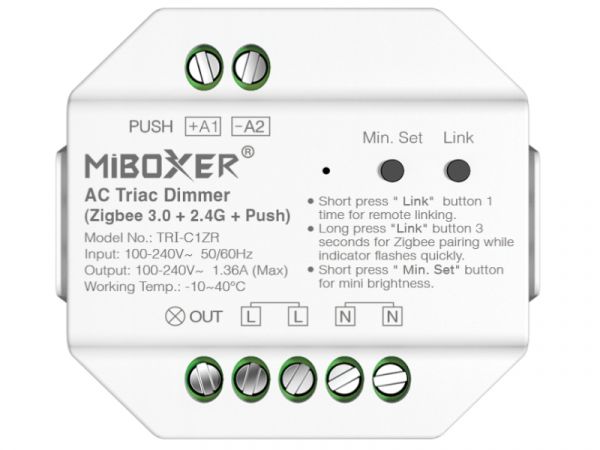 AC Triac Dimmer (Zigbee3.0+2.4G+Taster) 230V/AC Phasenabschnitt MiBoxer