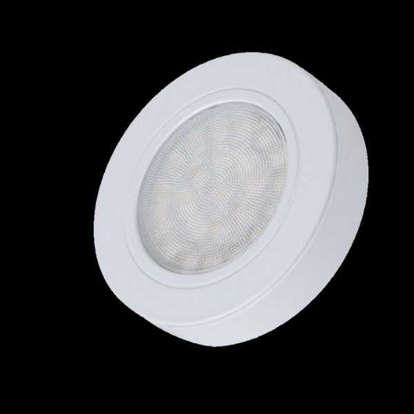 LED AUFBAU OVAL Möbel /Unterbauleuchte in weiß, warm weiß (3000k) 12V/2W D=65mm