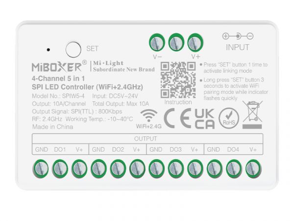 4-Kanal 5-in-1 SPI LED Controller (WiFi + 2.4GHz) Miboxer