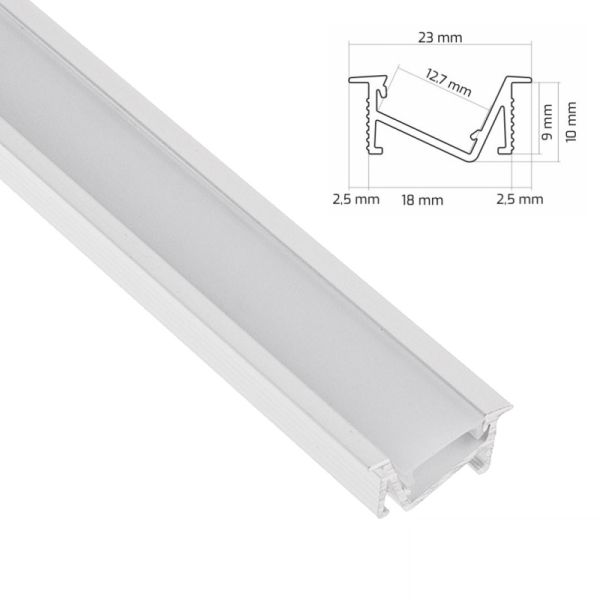 ALU Profil / Leiste / Schiene "EINBAU-WL" in weiß für LED Streifen + Abdeckung