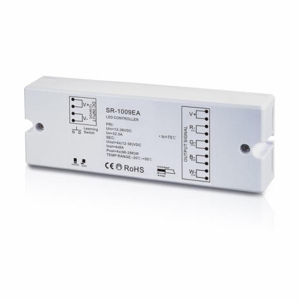 4 Kanal RGB(W) Funk LED Empfänger (SR-1009EA) für 4 Zonen RF Sender 4x 8A