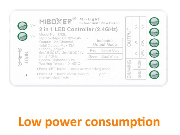 2in1 Mini LED Controller 12–24 V | 12A CCT/Single Color – stromsparend Miboxer