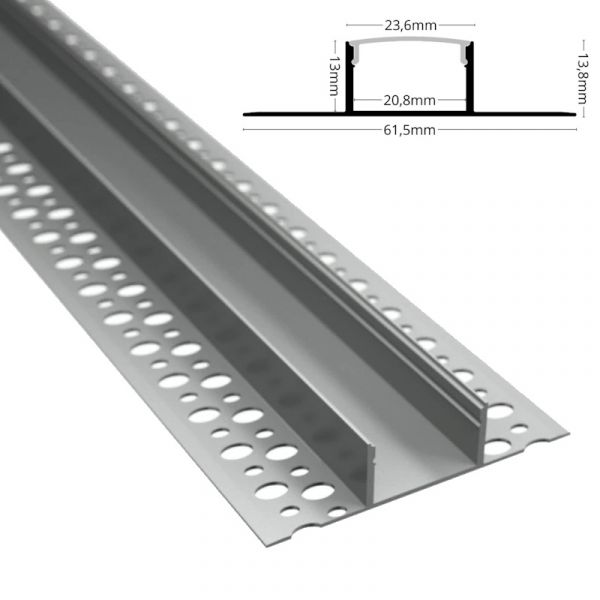 ALU Einbau Profil EINPUTZ-T Leiste Schiene Trockenbau Led Streifen + Abdeckung