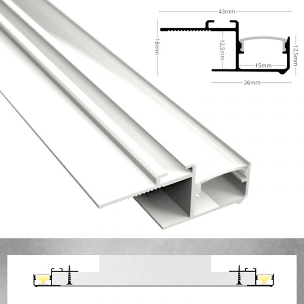 ALU Trockenbau Profil Leiste LICHTFUGE-15 weiß Rigips für Led Streifen 1m 2m