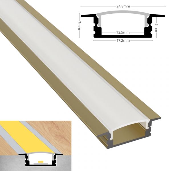 ALU Profil Schiene Leiste EINBAU-SL (17x7mm) champagner für LED Streifen 1m | 2m