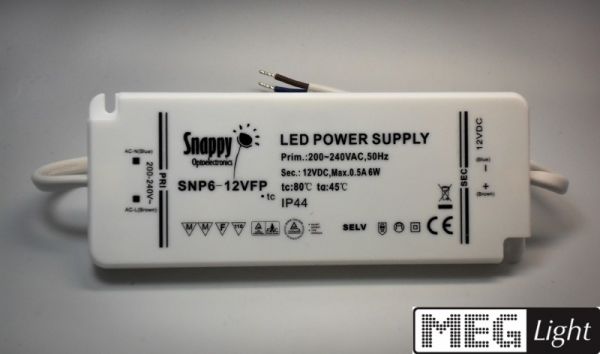 LED Netzteil / Trafo mini Slim Line 12V 6W 0,5A MM TÜV Snappy mit Zuleitung