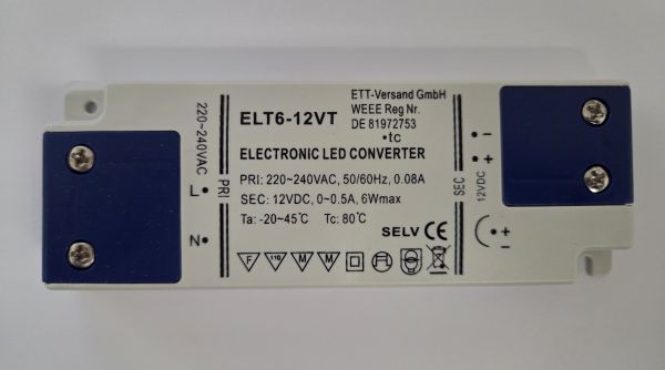 LED Netzteil / Trafo mini Slim Line 12V 6W 0,5A MM