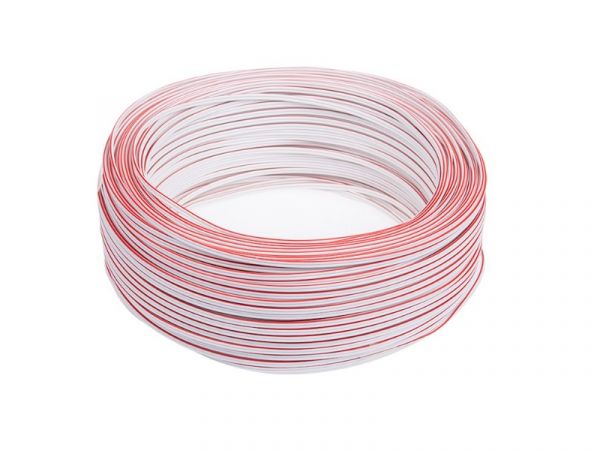 (0,79€/m)5-100m LED Kabel Zwillingslitze 2x 0,50mm² weiß/rot 2 adrig Kupfer
