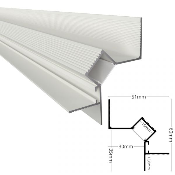 ALU Profil Leiste SCHATTENFUGE-45 in weiß Schiene Rigips für Led Streifen 1m 2m