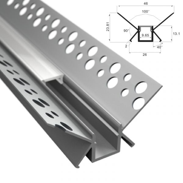 LED Einbau Eckprofil Trockenbau "EINPUTZ-100" Fliesen Rigips Profil LED Streifen